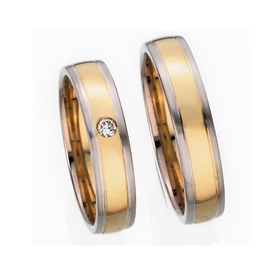 Trauringe / Eheringe 375 Rotgold, Weißgold+Pd 514341-50