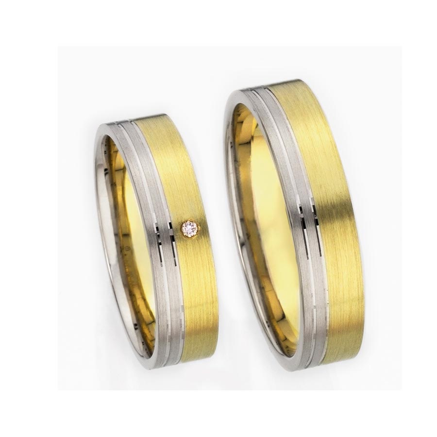 Trauringe / Eheringe 585 Gelbgold, Weißgold+Pd 514373-50