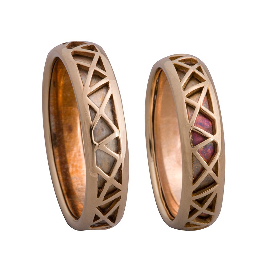 Trauringe / Eheringe 585 Rotgold, Weißgold+Pd 516409-57